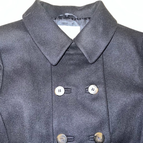Mademoiselle Jacadi Paris size M black wool blend double breasted lined pea coat - Picture 5 of 16